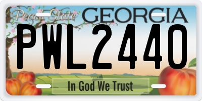 GA license plate PWL2440