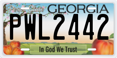 GA license plate PWL2442