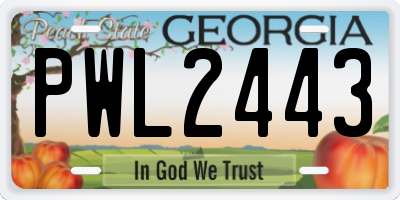 GA license plate PWL2443