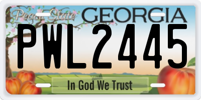 GA license plate PWL2445
