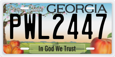 GA license plate PWL2447
