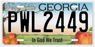 GA license plate PWL2449