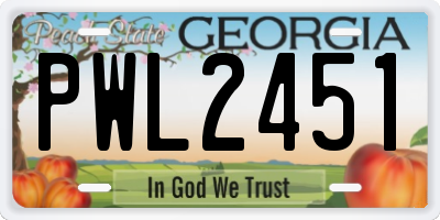 GA license plate PWL2451