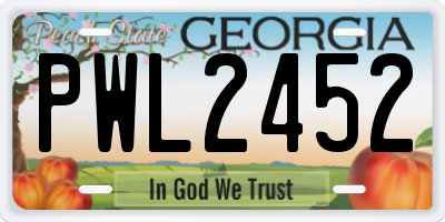 GA license plate PWL2452