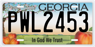 GA license plate PWL2453