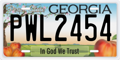 GA license plate PWL2454