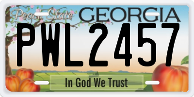 GA license plate PWL2457