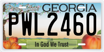 GA license plate PWL2460