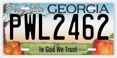 GA license plate PWL2462