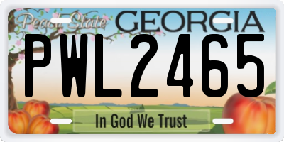 GA license plate PWL2465