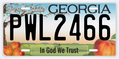 GA license plate PWL2466