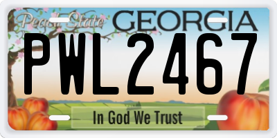 GA license plate PWL2467