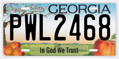 GA license plate PWL2468