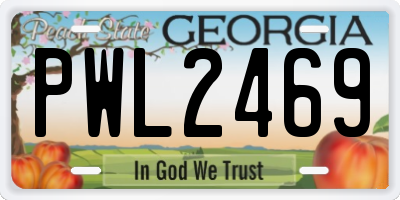 GA license plate PWL2469