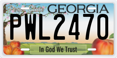 GA license plate PWL2470
