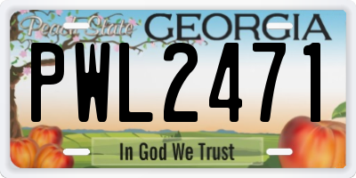 GA license plate PWL2471
