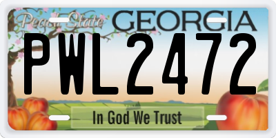 GA license plate PWL2472
