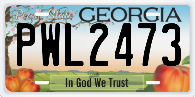 GA license plate PWL2473