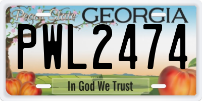 GA license plate PWL2474