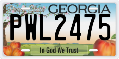 GA license plate PWL2475