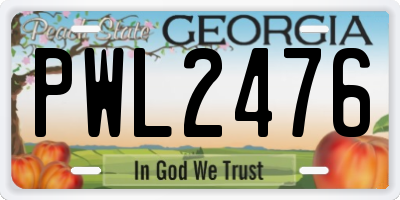 GA license plate PWL2476