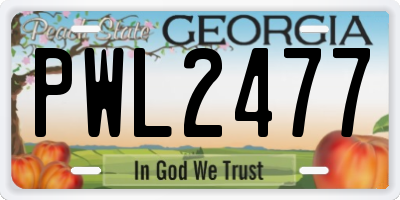 GA license plate PWL2477
