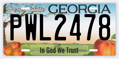 GA license plate PWL2478