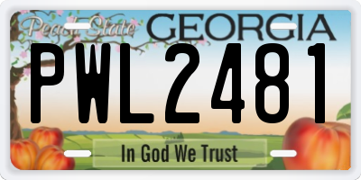 GA license plate PWL2481