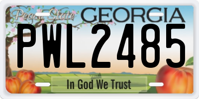 GA license plate PWL2485