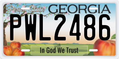 GA license plate PWL2486