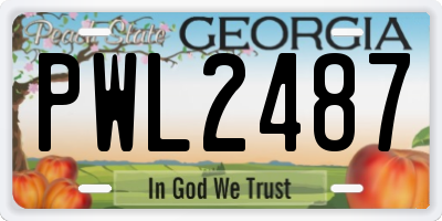 GA license plate PWL2487