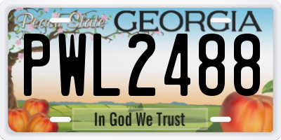 GA license plate PWL2488