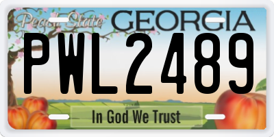 GA license plate PWL2489