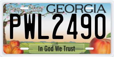 GA license plate PWL2490