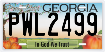 GA license plate PWL2499