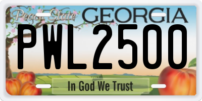 GA license plate PWL2500
