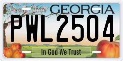 GA license plate PWL2504