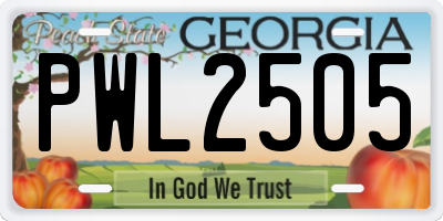 GA license plate PWL2505
