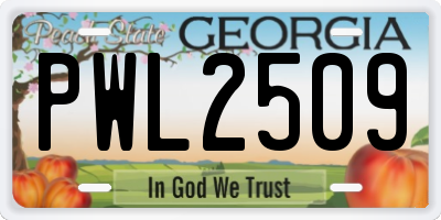 GA license plate PWL2509