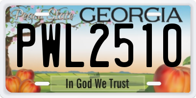 GA license plate PWL2510