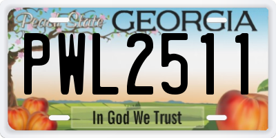 GA license plate PWL2511
