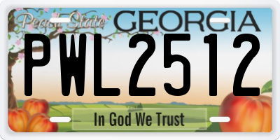 GA license plate PWL2512