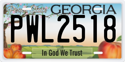GA license plate PWL2518