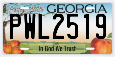 GA license plate PWL2519