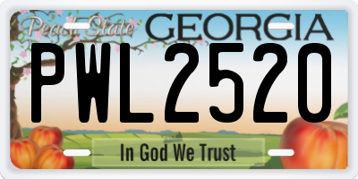 GA license plate PWL2520