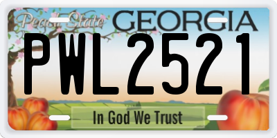 GA license plate PWL2521