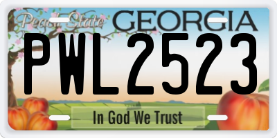 GA license plate PWL2523