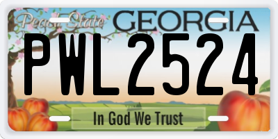 GA license plate PWL2524