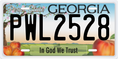 GA license plate PWL2528