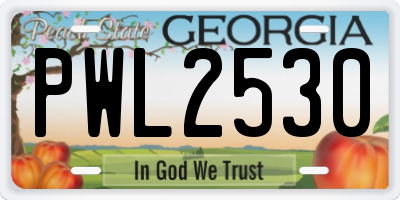 GA license plate PWL2530